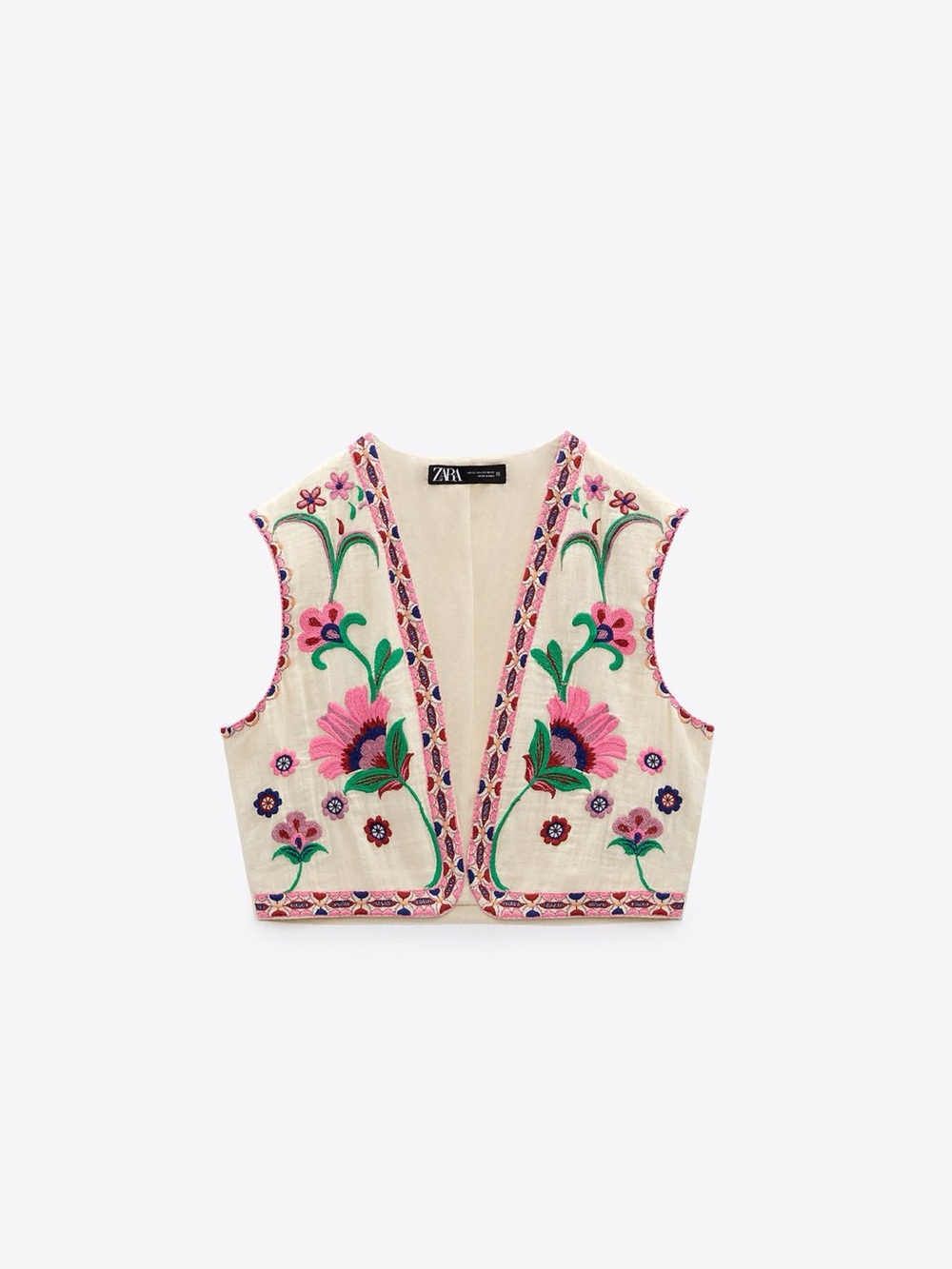 Zara Embroidered Floral Vest